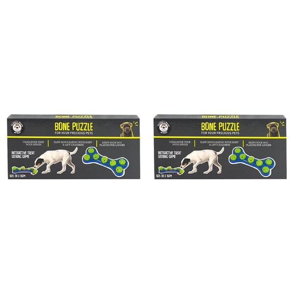 2x Dudley's World Of Pets Puzzle Game Dog Interative Play Toy Bone Shaped