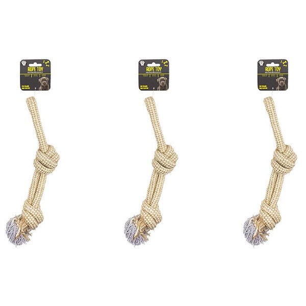 3x Dudley's World Of Pets Dog Natural Durable Rope Medium Play Toy Assorted