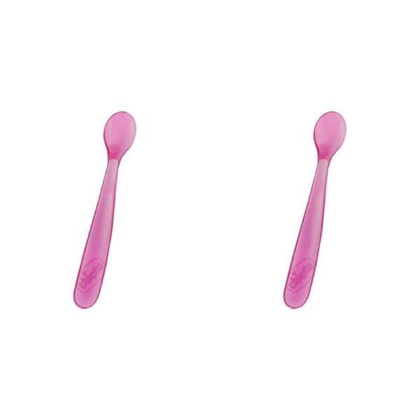 4pc Chicco Nursing Soft Silicone Spoon w/ Long Handle Baby Feeding 6m+ Pink