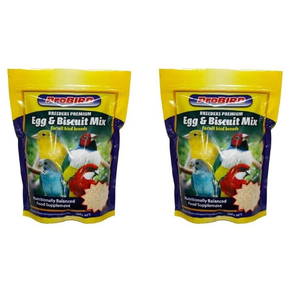 2x ProBird Breeders Premium All Bird Egg & Biscuit Mix Meal Supplement 600G