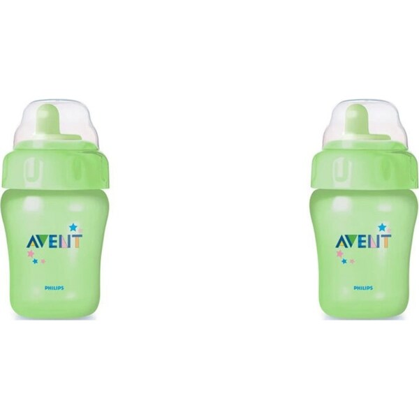 2x Philips Avent Magic Sippy Cup Tumbler Toddler 260ml Green/Purple Asst 12m+