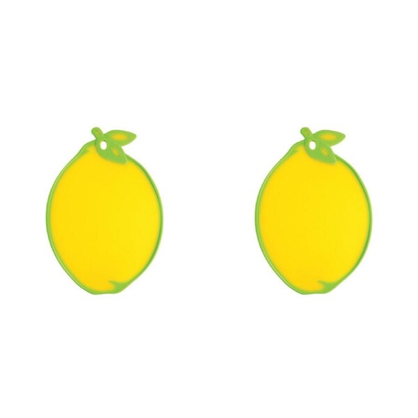 2x Dexas Cut & Serve Silicone 24x34cm Cutting Board Veggie/Fruit Chopping Lemon