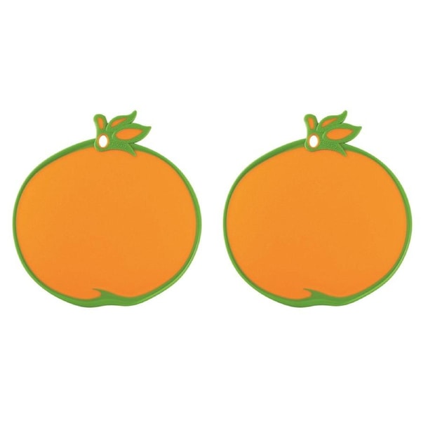 2x Dexas Cut & Serve Silicone 75x85cm Cutting Board Veggie/Fruit Chopping Orange