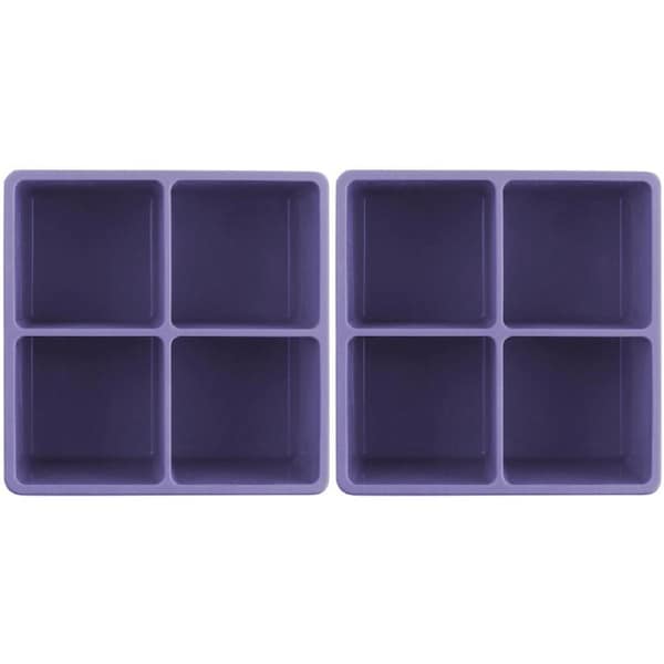 2x 2PK Dexas 9.5cm Silicone Ice Tray XL Cube Maker Freezer Moulder Square Purple