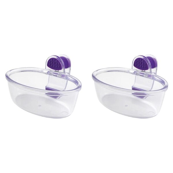 2x Dexas KlipKup 18cm Plastic 2-Cup Serving Dip/Sauce Container Storage CLR PRPL