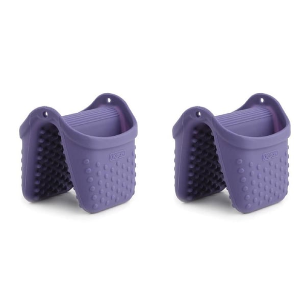2x Dexas Silicone 7.5cm Pinch Oven Hand Mitt Kitchen Cooking Protection Purple