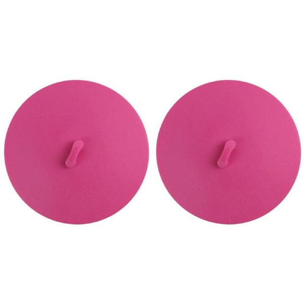 2x Dexas 20cm Suction Lid Kitchen Food Storage Bowl/Pot Cover Round Medium Pink