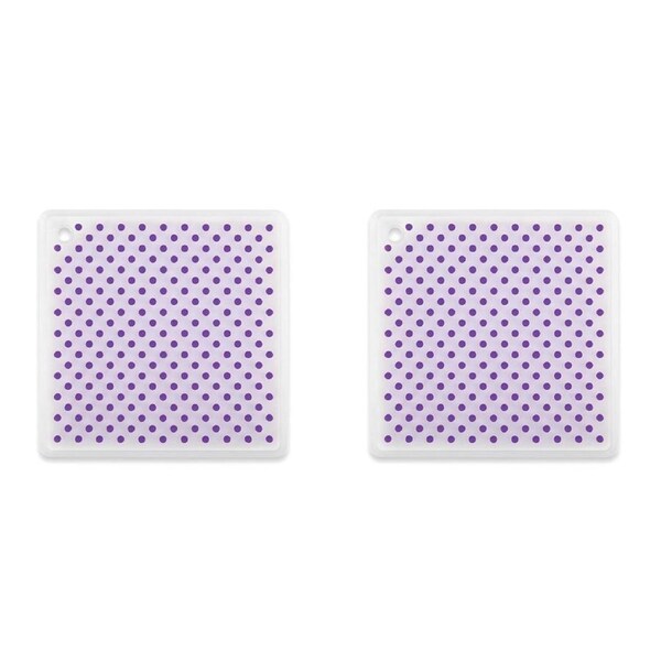 2x Dexas 7.5cm Silicone Trivet Table Protector Dish/Pot Surface Mat Sqr Purple