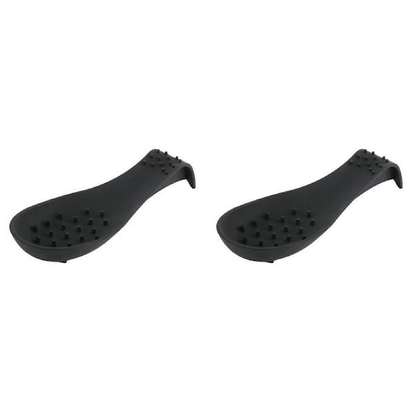 2x Dexas 25.5cm Silicone Spoon Rest Kitchen Cooking Utensil Rack Holder Black