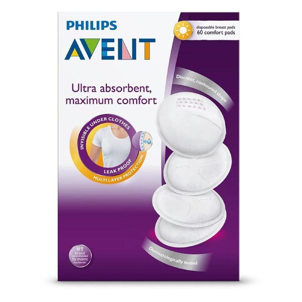 60pc Philips Avent Disposable Day Mothers Breast Pads/Breastfeeding Padding WHT