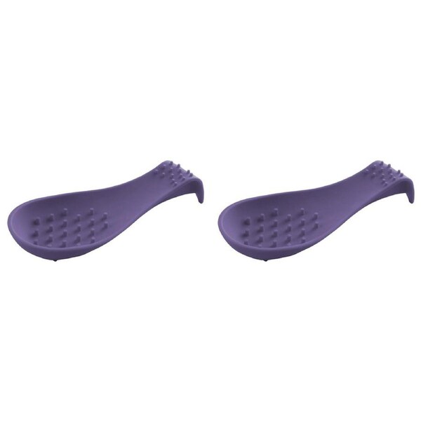 2x Dexas 25.5cm Silicone Spoon Rest Home/Kitchen Cooking Utensil Holder Purple