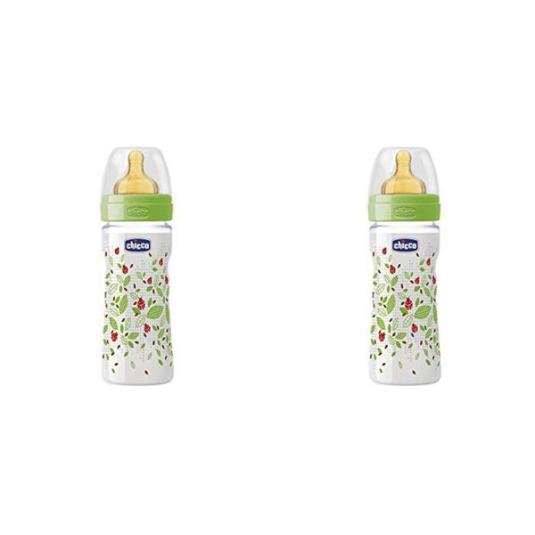 2x Chicco Nursing Baby Well-Being 250ml Feeding Bottle/Anti Colic Teat 2m+