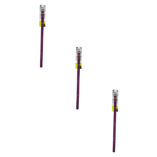 3x Dudley's World Of Pets Stylish Metallic Dog Pet Collar - Large Assorted