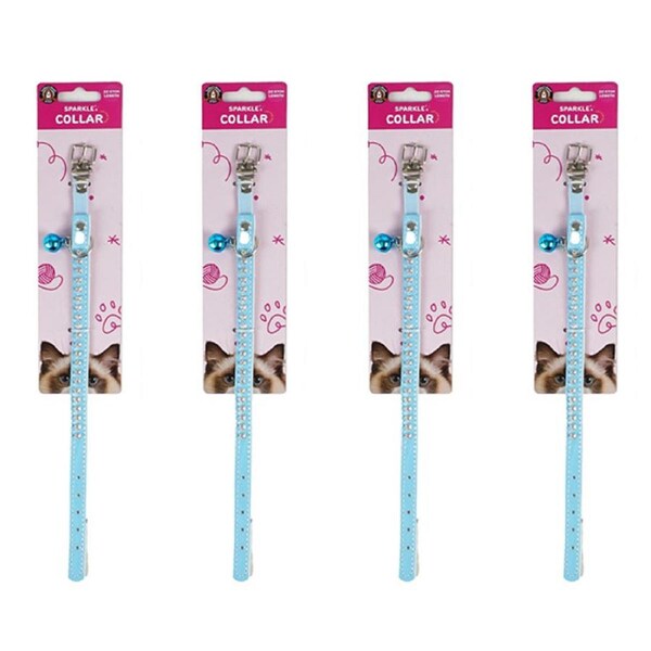 4x Dudley's World Of Pets Sparkle Cat Stylish Identification Collar Assorted