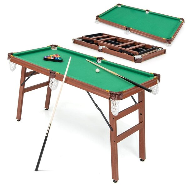 Costway Mini Snooker Tables Billiards Game Pool Table Set w/Foldable Legs & Full Accessories Home Fun Birthday Gift