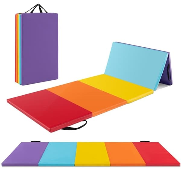 Costway 5-Panel Folding Gymnastics Mat 200x75 cm Tumbling Mat Aerobics Workout