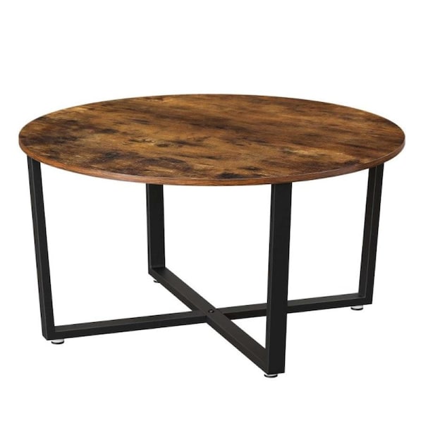Round Coffee Table Rustic Brown and Black Coffee Tables