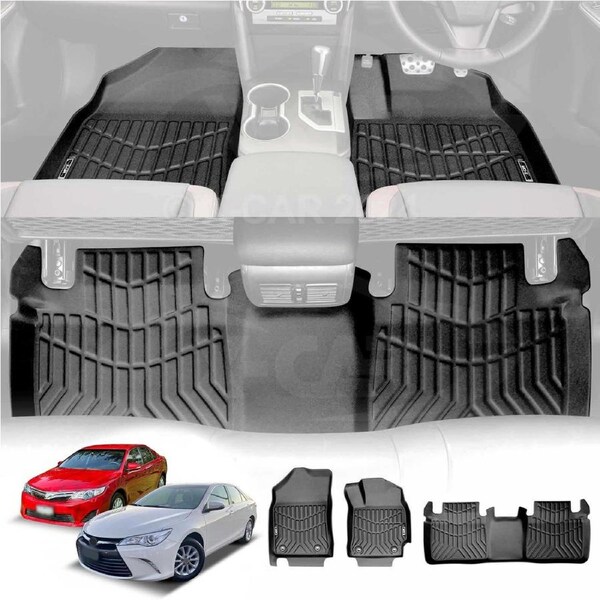 3D Floor Mats for Toyota Camry 2012-2017 Heavy Duty All-Weather Car Liners Full Set Carpet