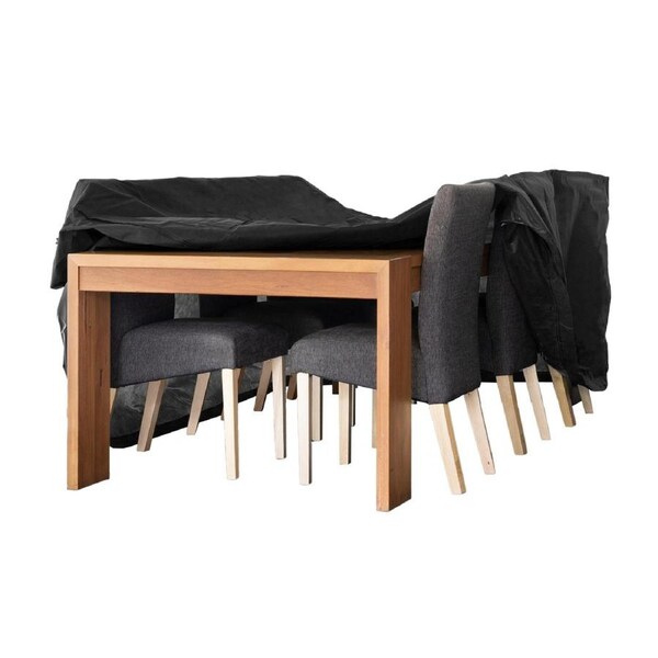 Worth Covering - Premium Outdoor 8-10-Seater Rectangular Table Cover - 300cm L x 160cm W x 90cm H - Black