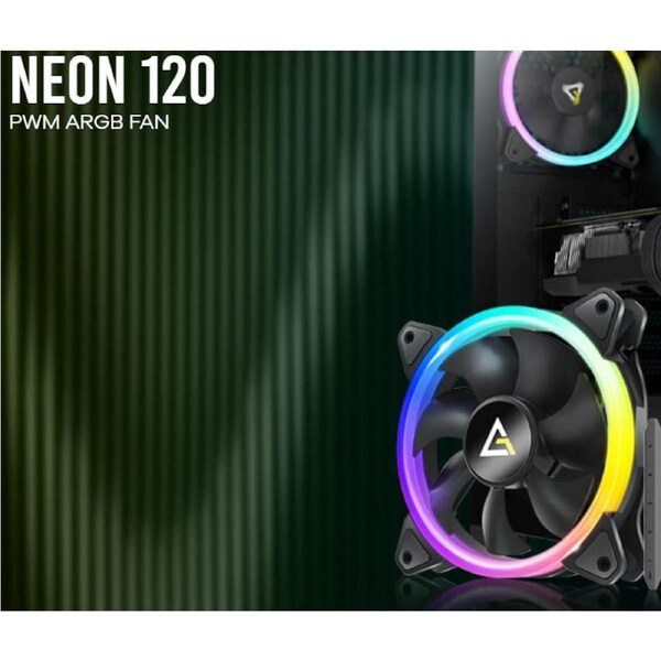 Antec Neon 12 ARGB with Full Spectrum ARGB and Spiral RGB lightingt, Performance Heat dissipation, Hydraulic Bearing 12CM Case 4P PWM, 3 PIN, Case Fan