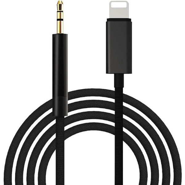 Lightning to 3.5mm Jack Male Audio AUX 1m/6ft Cable For iPhone 14 13 ProMax 11 Pro Max XS Max XR 8 7 6 iOS iPad - Black