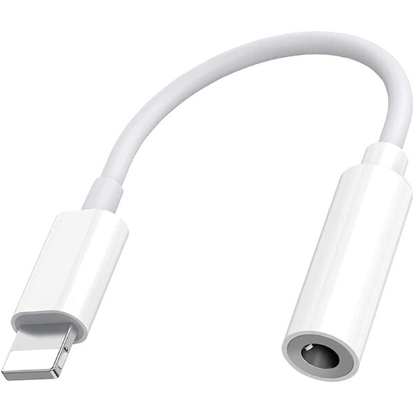 Lightning To Headphone 3.5mm Jack Adapter Dongle for iPhone 14 13 12 11 SE 2020 XS XR X 8 7 iPad - White