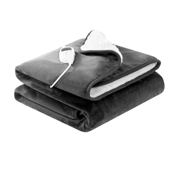 Electric Heated Blanket Flannel Washable Throw Rug - Grey