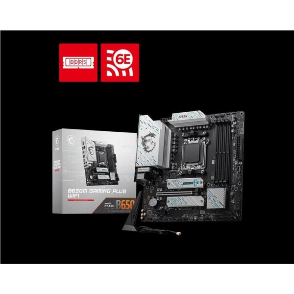 MSI B650M GAMING PLUS WIF AMD AM5 mATX Motherboard, 4x DDR5, 1x PCI-E x16, 2x PCI-E x1, 2x M.2, 4x SATA, 2x USB 3.2, 4x USB 2.0, 1xUSB Type C