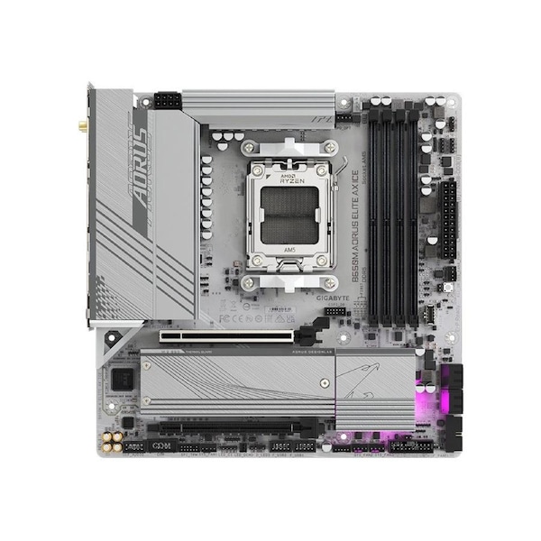 Gigabyte B650M AORUS ELITE AX ICE AMD B650 AM5 ATX Motherboard 4x DDR5~192GB,3x PCIe x16, 3x M.2, 4x SATA 6, 2x USB 3.2, 1x USB-C, 2x USB 2.0