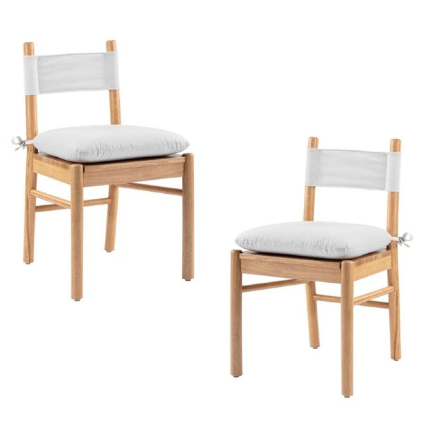 Design Square Set Of 2 Casey Wooden Kitchen Dining Chair W/ Cushion White/Oak