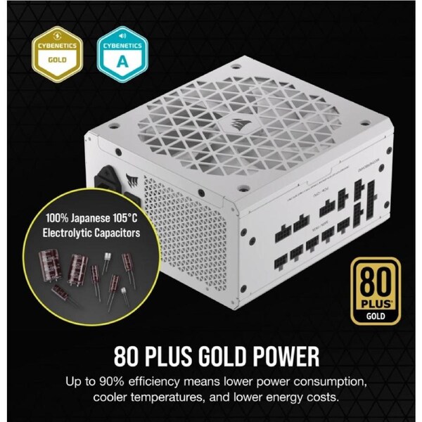 Corsair RMx Shift White Series, RM850x Shift White, 850 Watt, 80 PLUS GOLD Certified, Fully Modular Power Supply