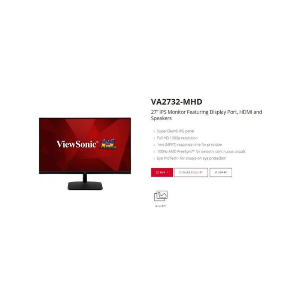 ViewSonic 27' Office Business, Super Clear IPS, 4ms 100hz, Ultra Slim Bezel, FHD, DP, HDMI, Adaptive Sync, Dual Speakers. VESA 100. 3Yrs AR. Monitor