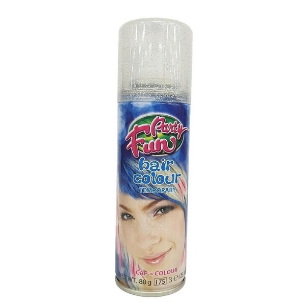 Party Fun Hair Temporary Instant Color Spray - Glitter Silver