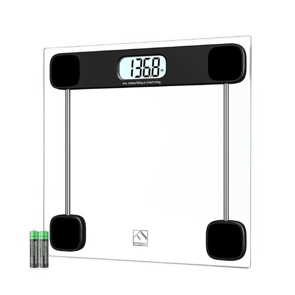 FITINDEX Bathroom Scale for Body Weight Digital Weighing Scale Large LCD Display