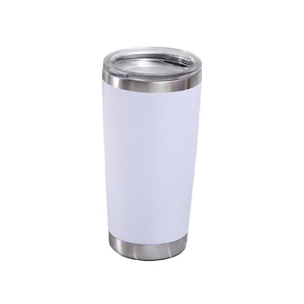 Catzon 20oz Stainless Steel Insulated Coffee Tumbler with Lid for Hot Cold Drinks-White