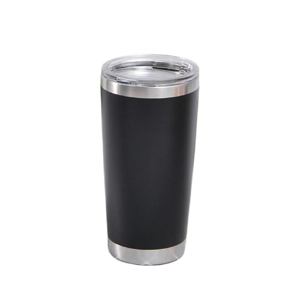 Catzon 20oz Stainless Steel Insulated Coffee Tumbler with Lid for Hot Cold Drinks-Black