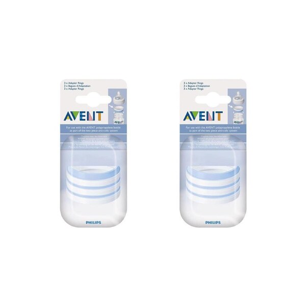 2x 3pc Philips Avent Classic Baby PP Bottle Adaptor Rings Replacement Accessory