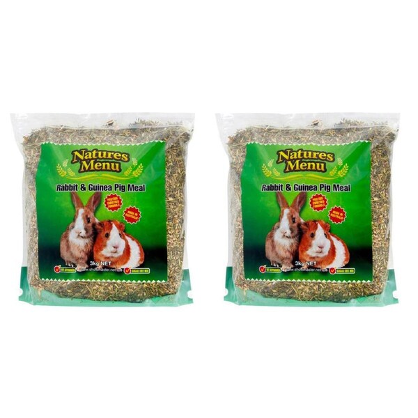 2x Natures Menu Sugar Free Rabbit & Guinea Pig Meal Small Animal Food 3KG