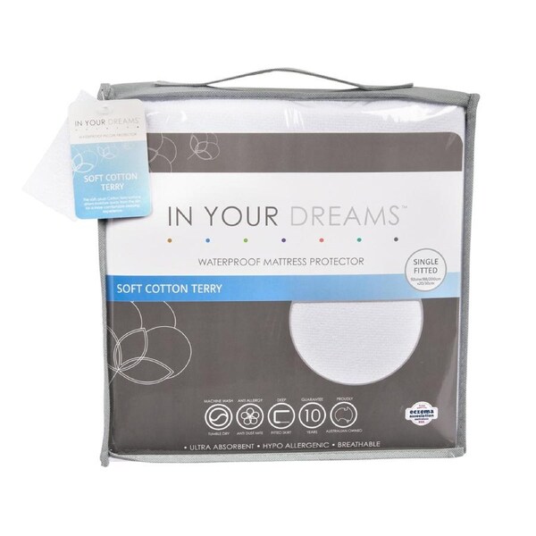 In Your Dreams Single Cotton Terry + PU Waterproof Mattress Protector 110GSM