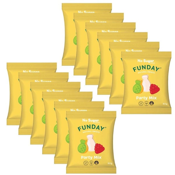 12pk Funday 50g Natural Sweets Party Lolly/Candy/Sweets Mix No Sugar Added
