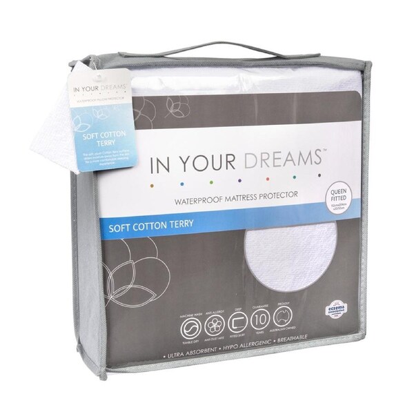 In Your Dreams Queen Cotton Terry + PU Waterproof Mattress Protector 110GSM