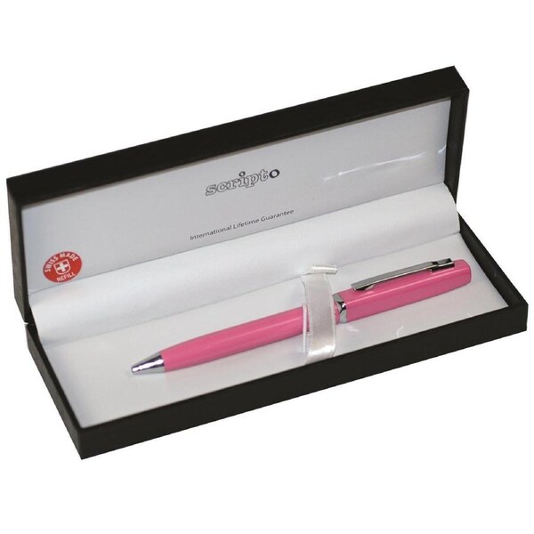 Scripto Slinky Durable Home/Office Strationary Ball Point Pen Pink Boxed