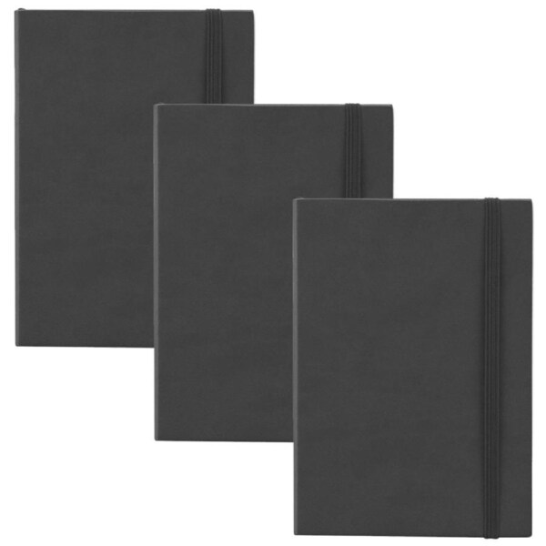 3x Scripto Premium A6 Flexi Home Office Writing Journal Black/Lined Paper