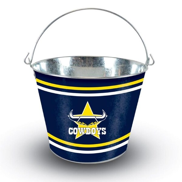 North QLD Queensland Cowboys NRL 5L Galvanised Tin Ice Bucket with Handle