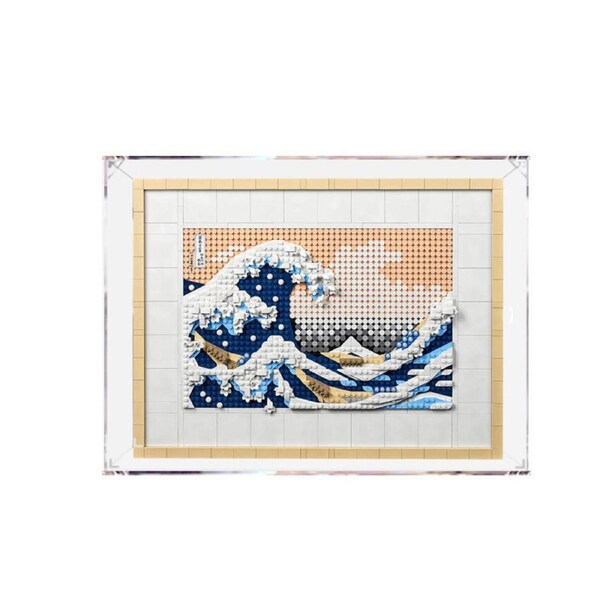 Acrylic Display Case for LEGO 31208 Art Hokusai The Great Wave Figure Storage Box Dust Proof Glue Free