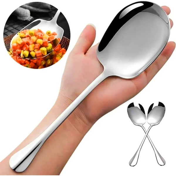 2Pack Stainless Steel Spoon Thicken Long Handle Spoons Tableware