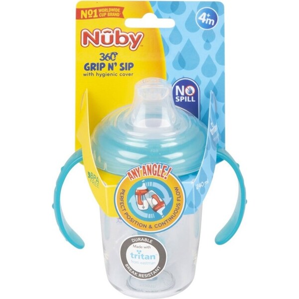 Nuby Tritan Spout Drinking Cup w/ Handles & 360 Straw 240ml 3m+ Assorted