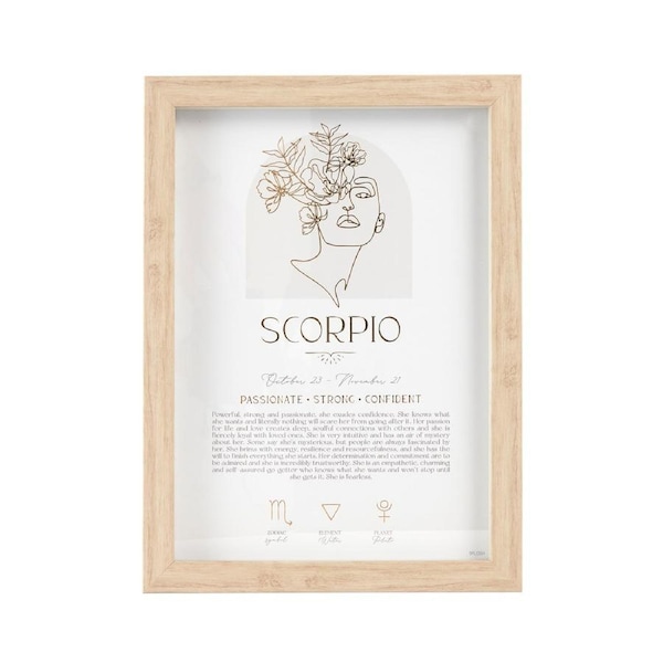 Splosh Mystique Framed Print Scorpio Standing/Hanging Zodiac Home Decor 20x33cm