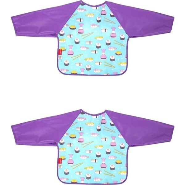 2x Nuby Cover All Waterproof Longsleeve Baby Food Spill Bib 12m+ Assorted