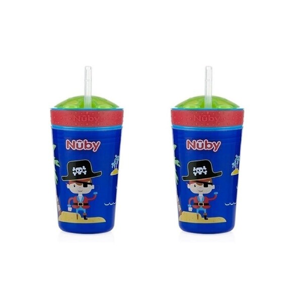 2x Nuby 2-in-1 Snack and Sip Drinking Cup w/ Container 270ml 6m+ Assorted